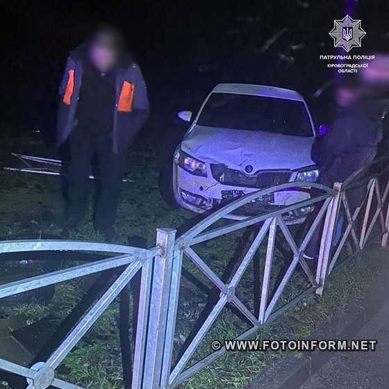 У Кропивницькому водій протаранив паркан та електроопору (ФОТО)